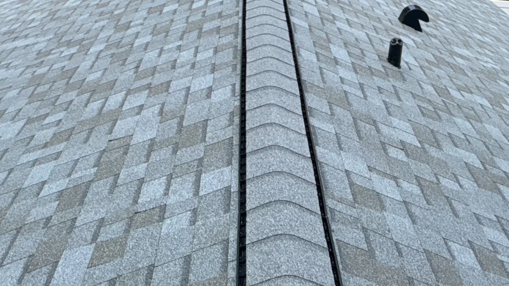 Roof-level view along the completed Estate Grey Owens Corning Duration roof in Apopka