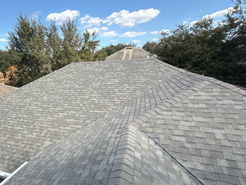 Roof-focused view of the completed Owens Corning roof in Apopka