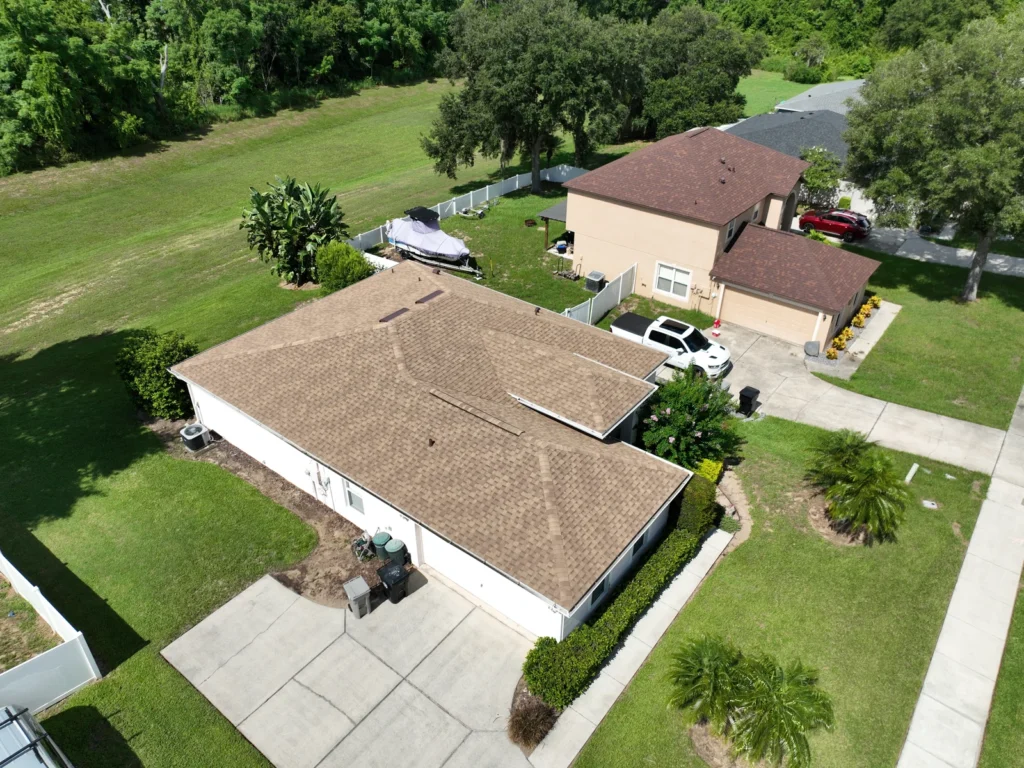 Oblique aerial view of the completed Apopka roof