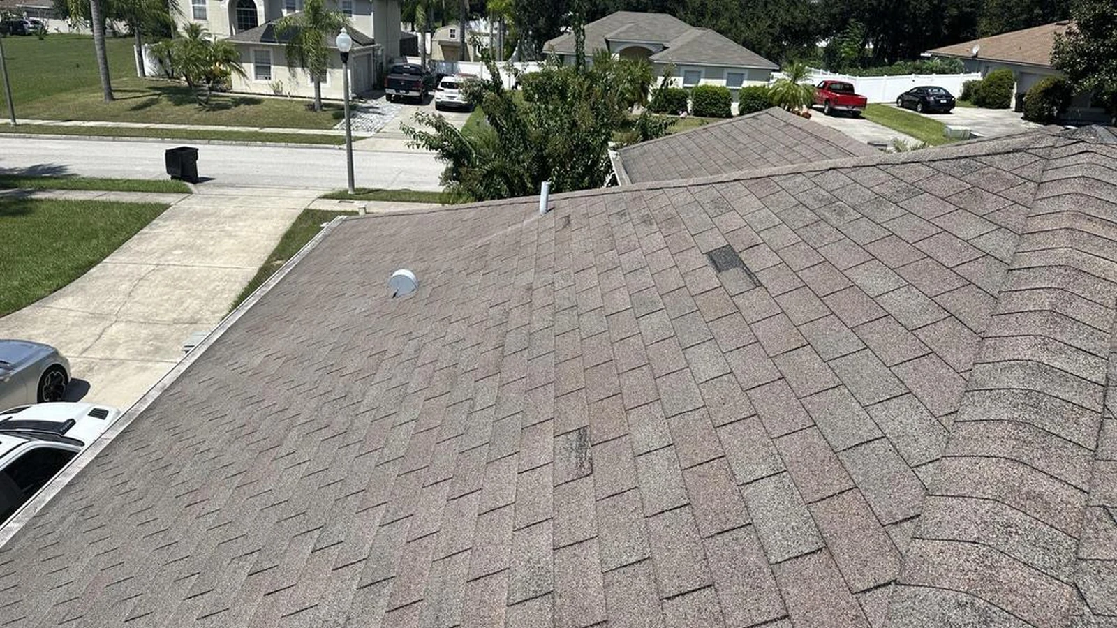 Close view of the existing shingles at the Apopka home