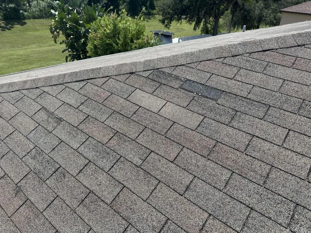 Close view of architectural shingles installed on the Apopka roof