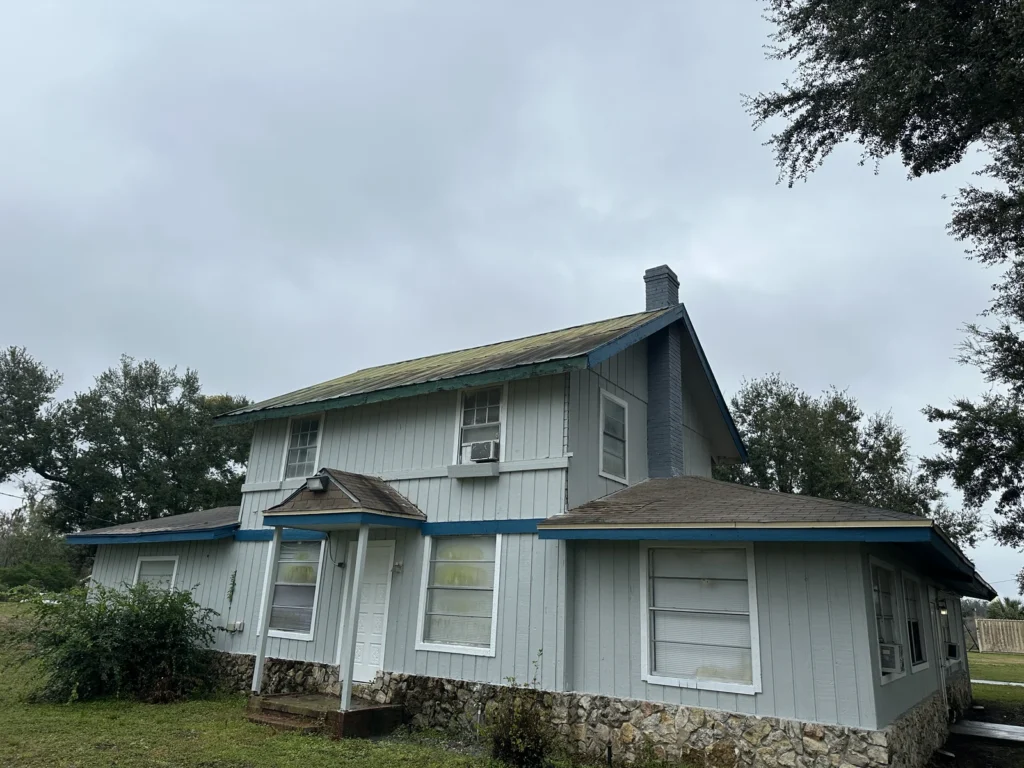 Forest City worship building before the roof and gutter work