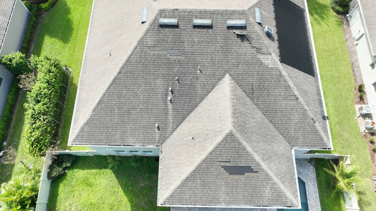 Overhead aerial view of the completed Magnolia Park Estates roof