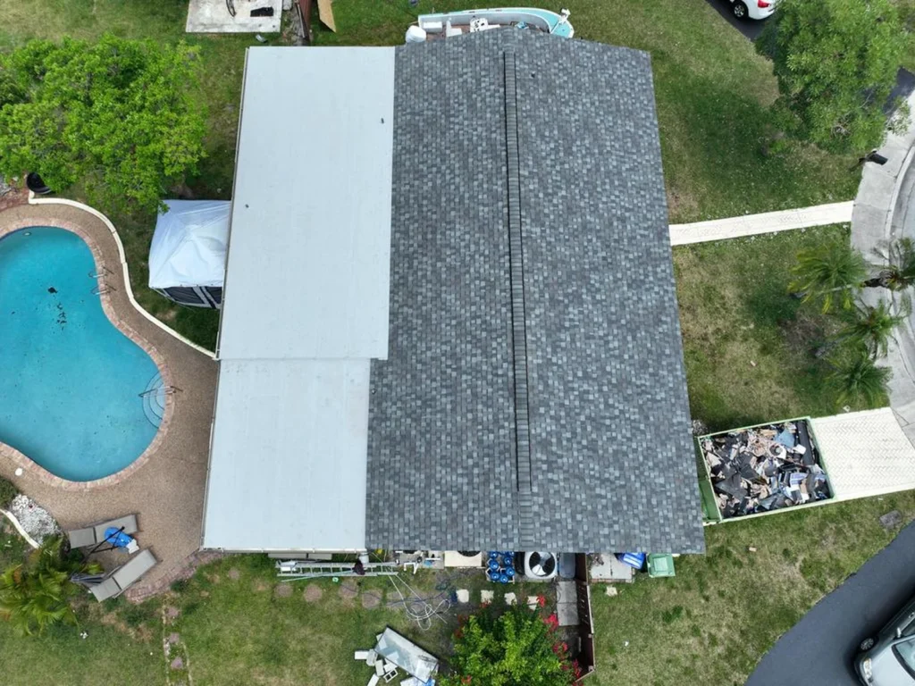 Overhead view of the completed mixed-system roof in Margate