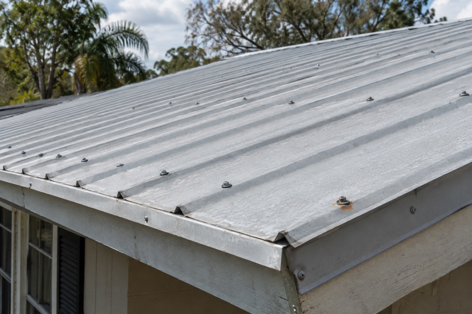 Existing metal roof panels with natural wear