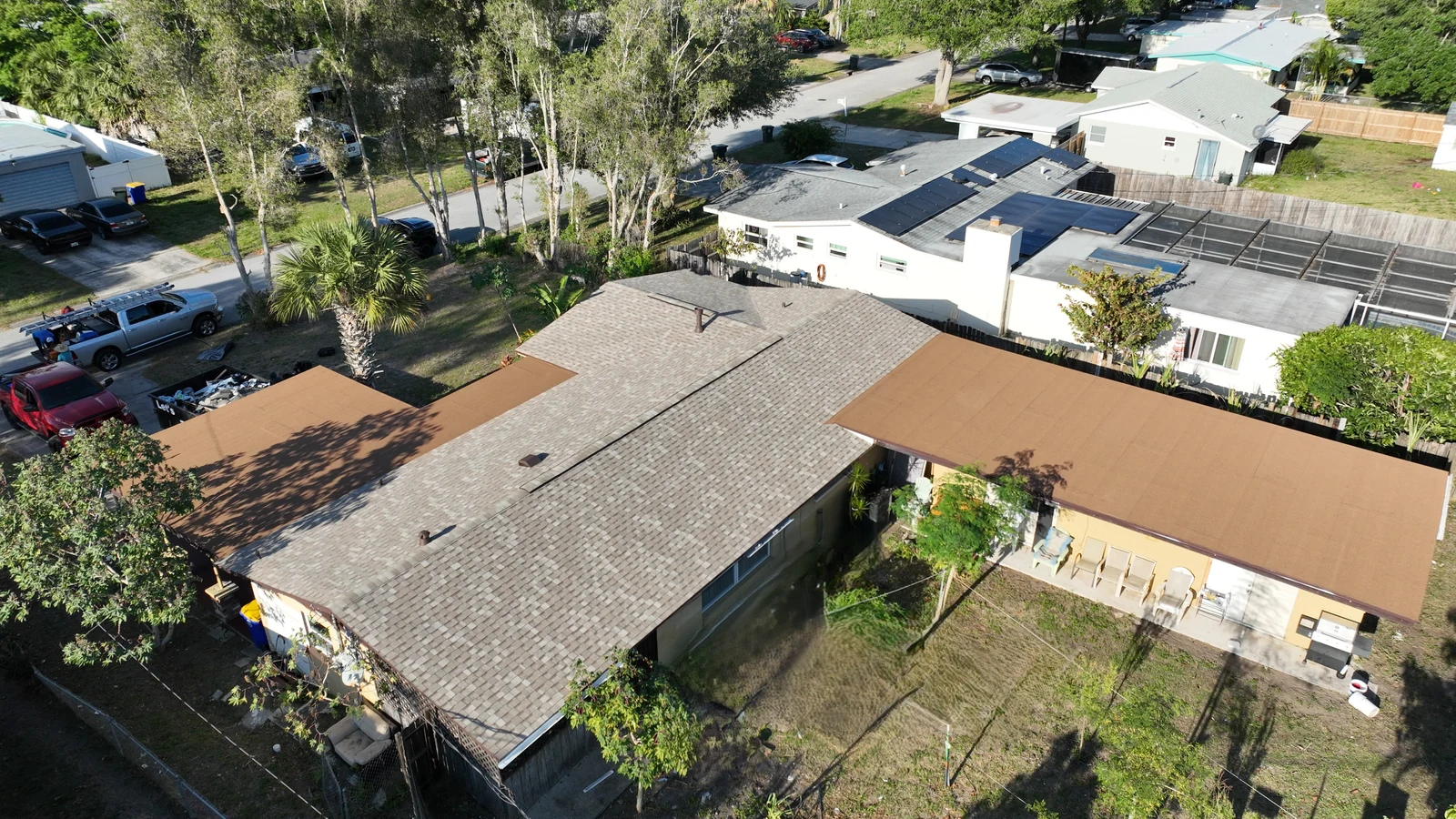 Aerial view of the completed Rockledge shingle and modified-bitumen roof