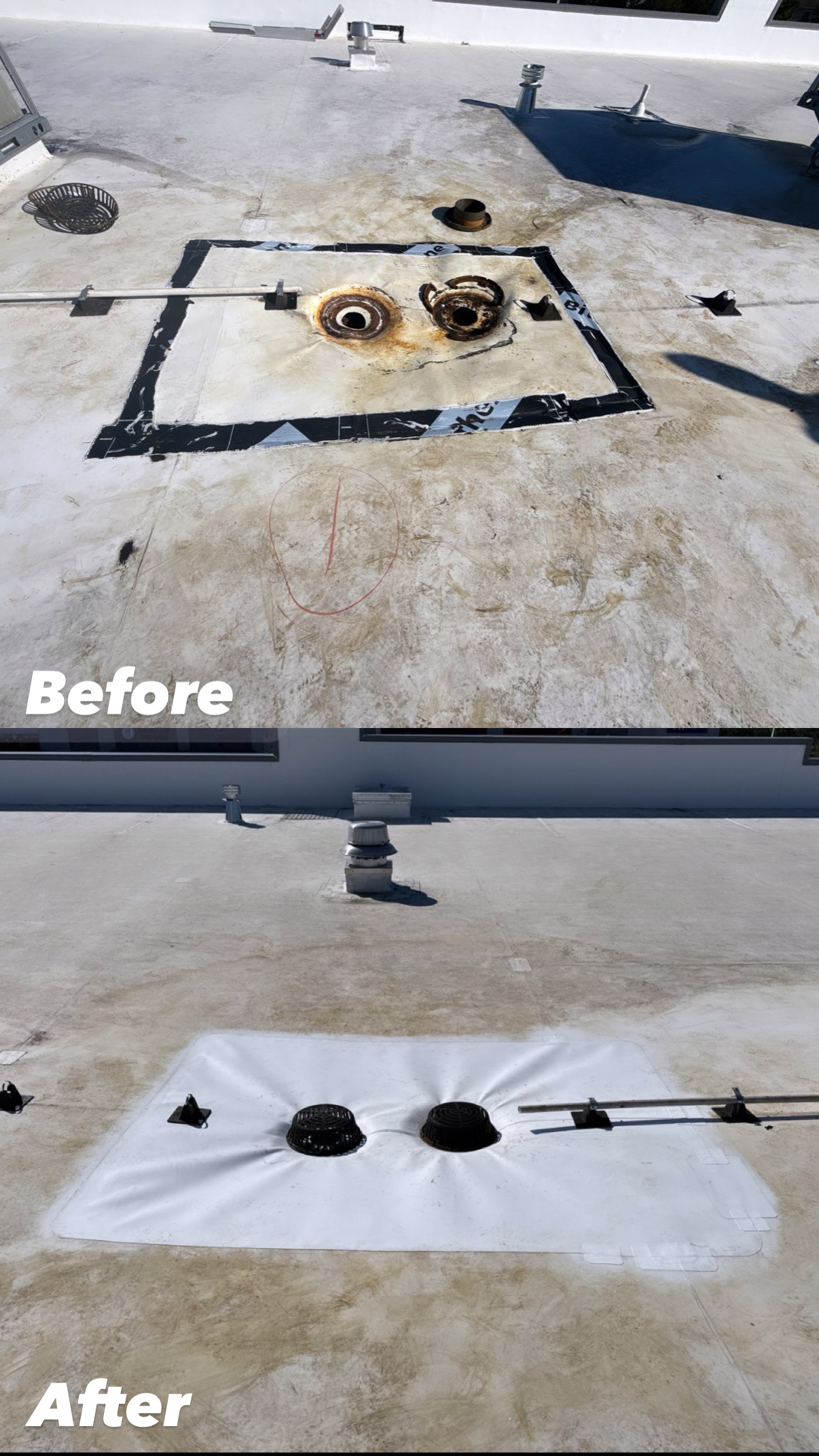 Repaired roof surface at the Hamlin / Winter Garden project